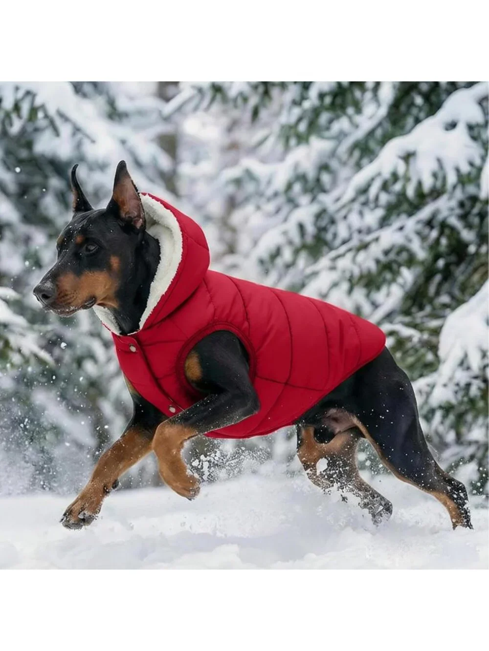 Waterproof Fleece-Lined Dog Winter Coat with Hood, Windproof Pet Jacket, XXL
